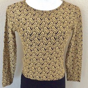 Knit top Lace top stretchy top Cropped top paisley stretchy bodycon style top